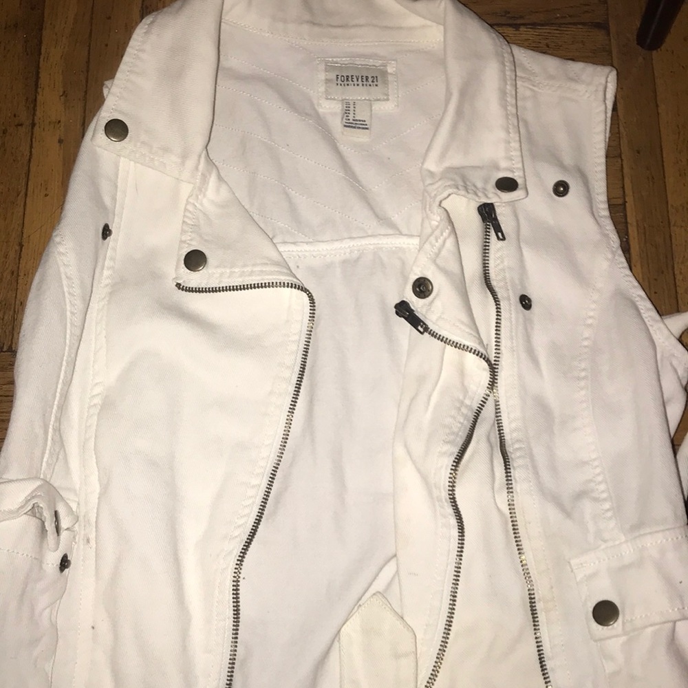 Forever 21 White Denim Vest (Small)